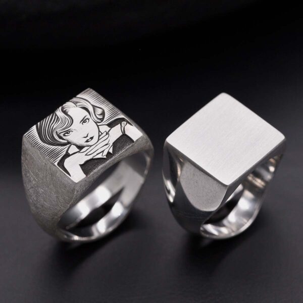 Anillo sello de plata quadrado | Signum | 14 x 14 mm