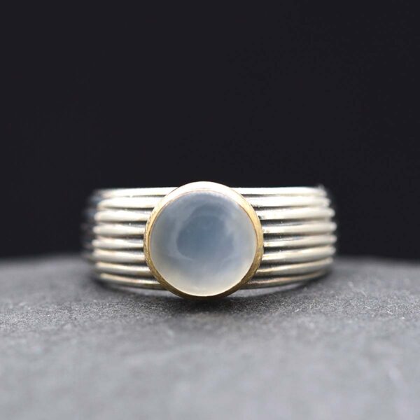 Anillo plata oro Pedra lluna | Senders | 8 mm ancho